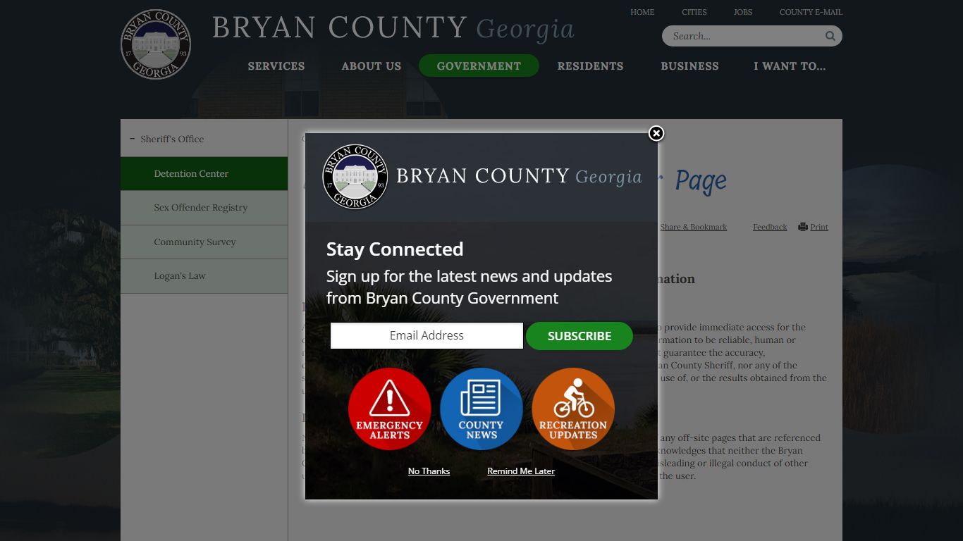 Bryan County Detention Center Page | Bryan County